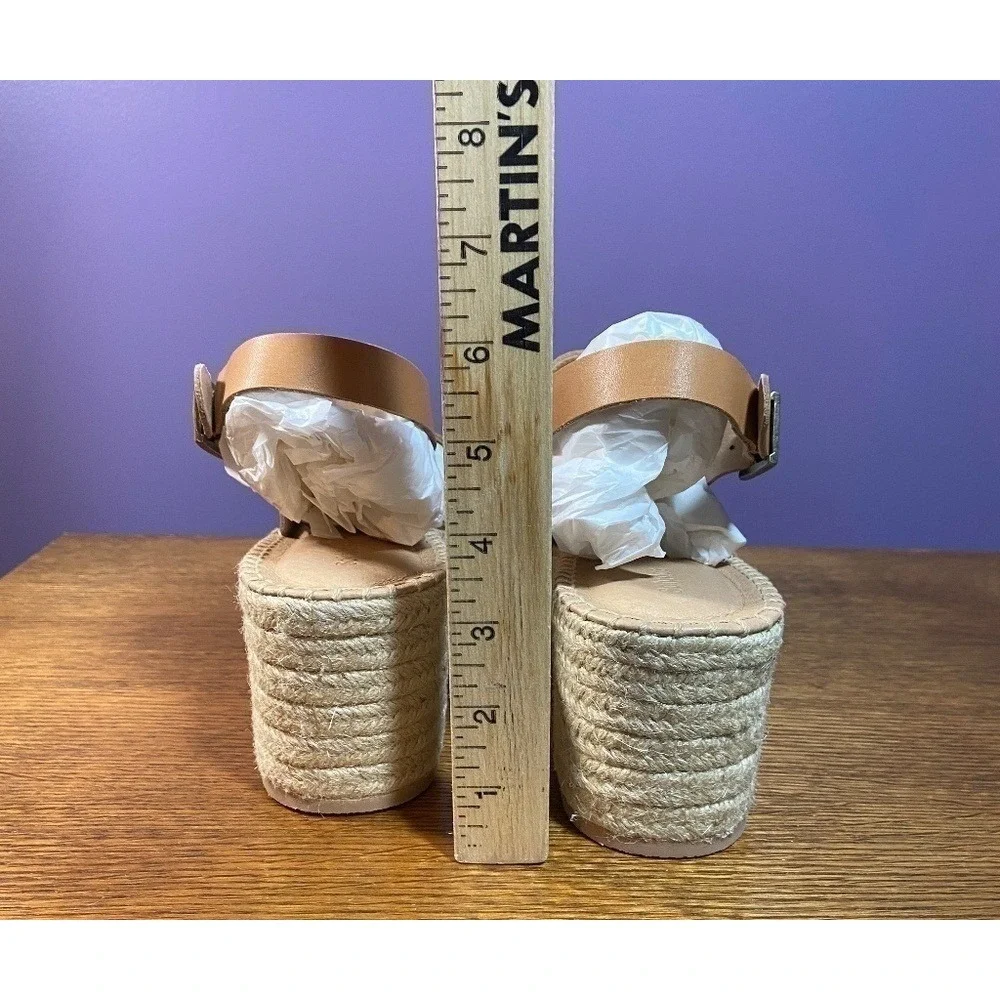 Soludos Women's Carmel Leather Wedge Espadrilles 11‎ Camel Strappy Minimalist